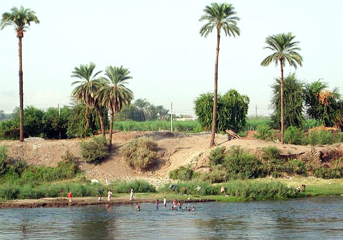 people bathing in the Nile